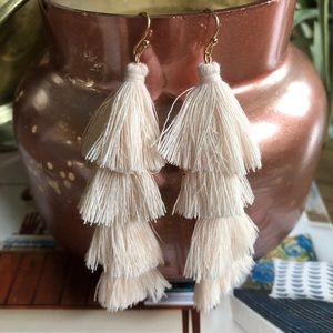 Blush Tiered Tassel Earrings